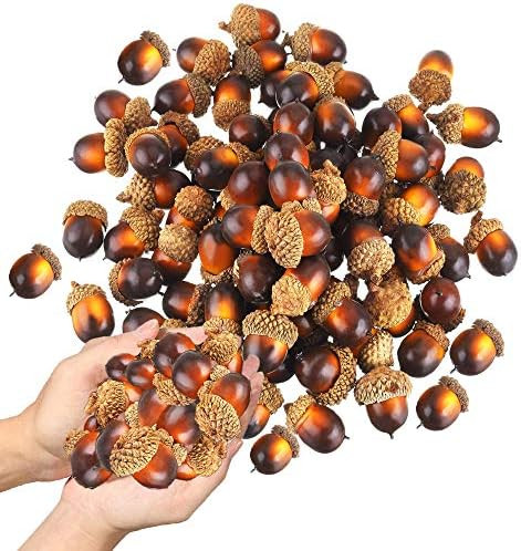 KISEER 100 Pcs Artificial Acorns Bulk Small Fake Lifelike Simulation Acorn with Natural Cap for C... | Amazon (US)