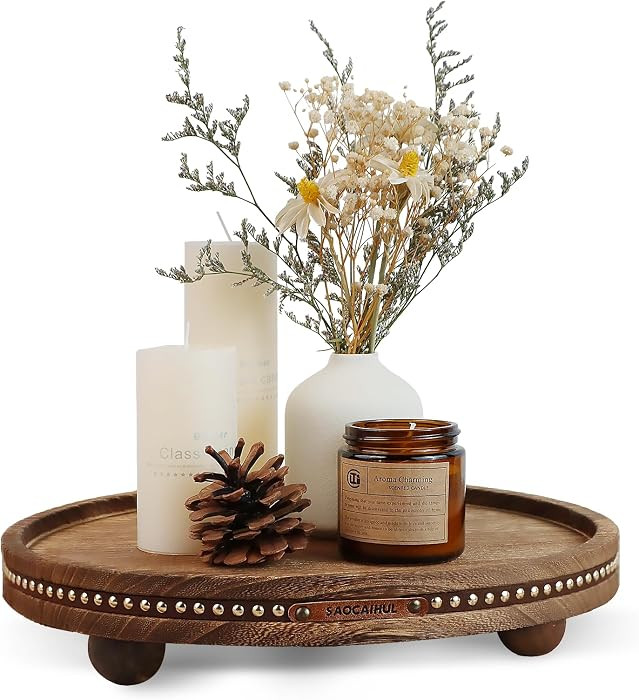 Decor Decorative Round Tray 11.81in for Home Decor for Coffee Table Farmhouse Kitchen Table Livin... | Amazon (US)
