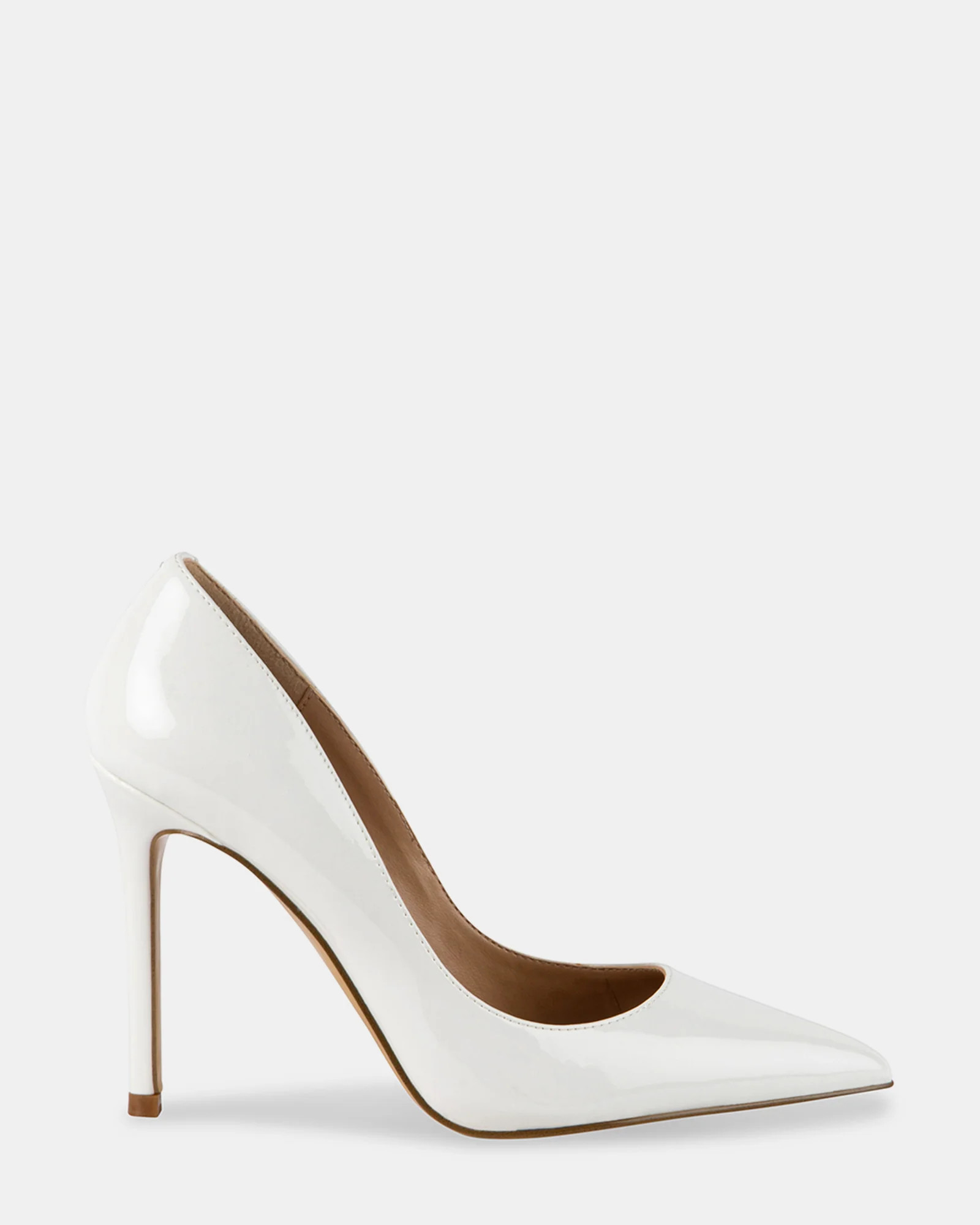 EVELYN White Patent Leather Pointy Toe Pumps | Women's Designer Heels | Steve Madden (Canada)