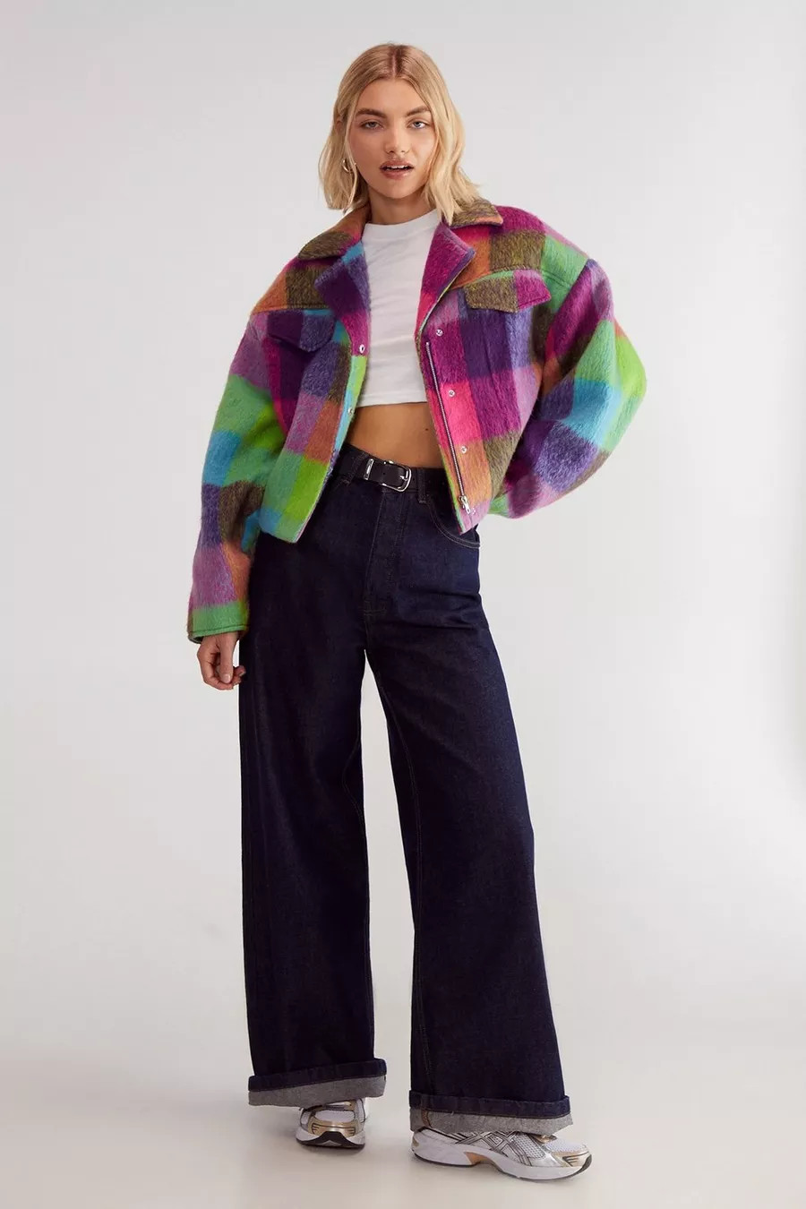 Check Wool Blend Trucker | Nasty Gal US