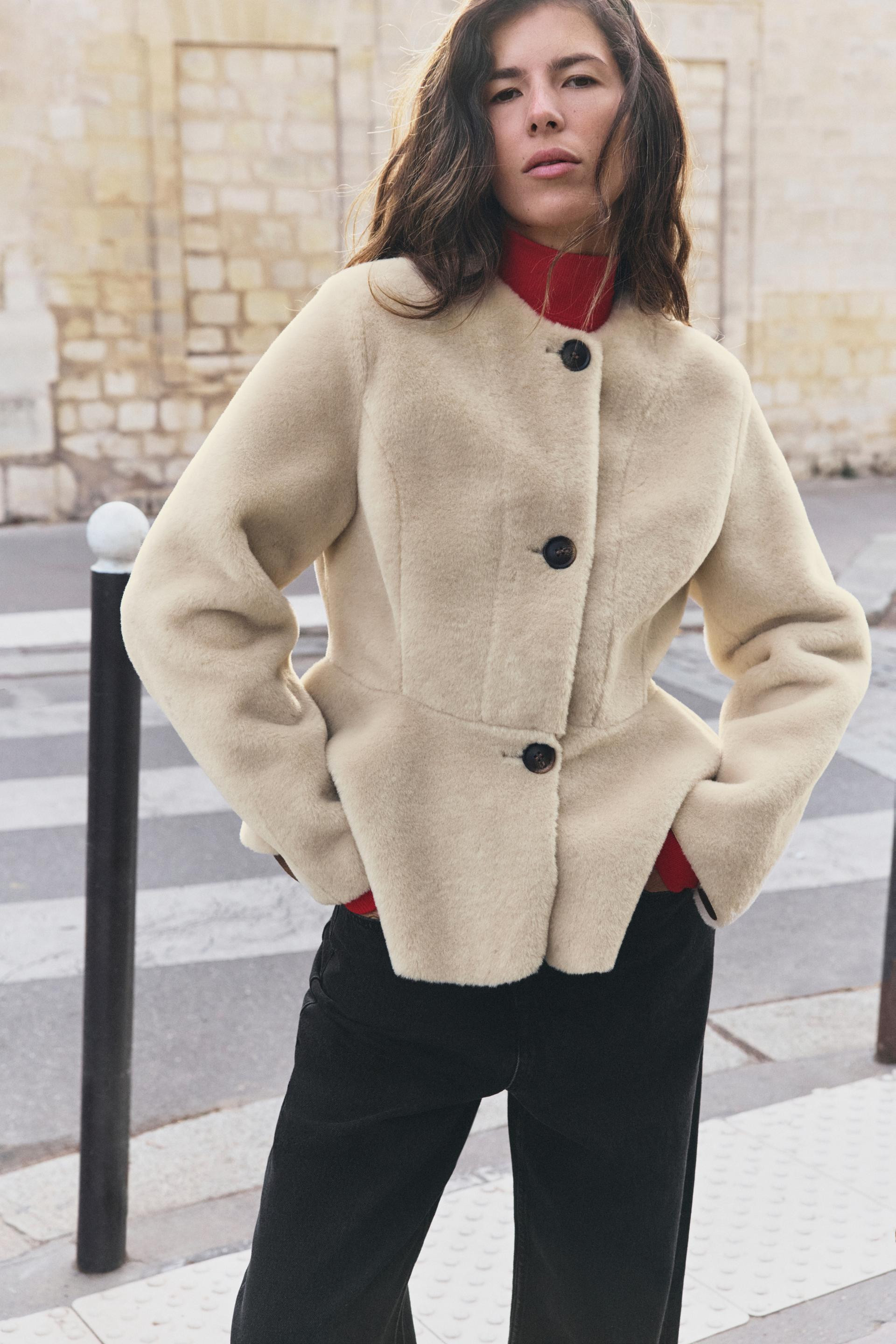 Faux Fur Peplum Jacket | Zara US