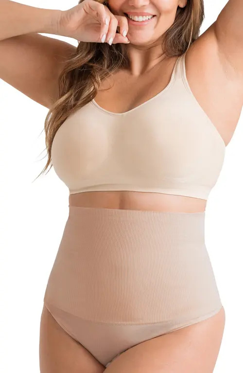 Shapermint Essentials High Waist Shaper Thong in Oatmeal at Nordstrom, Size Xxx-Large | Nordstrom