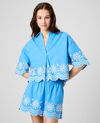 French Connection Women's Alissa Embroidered Top - Macy's | Macy's