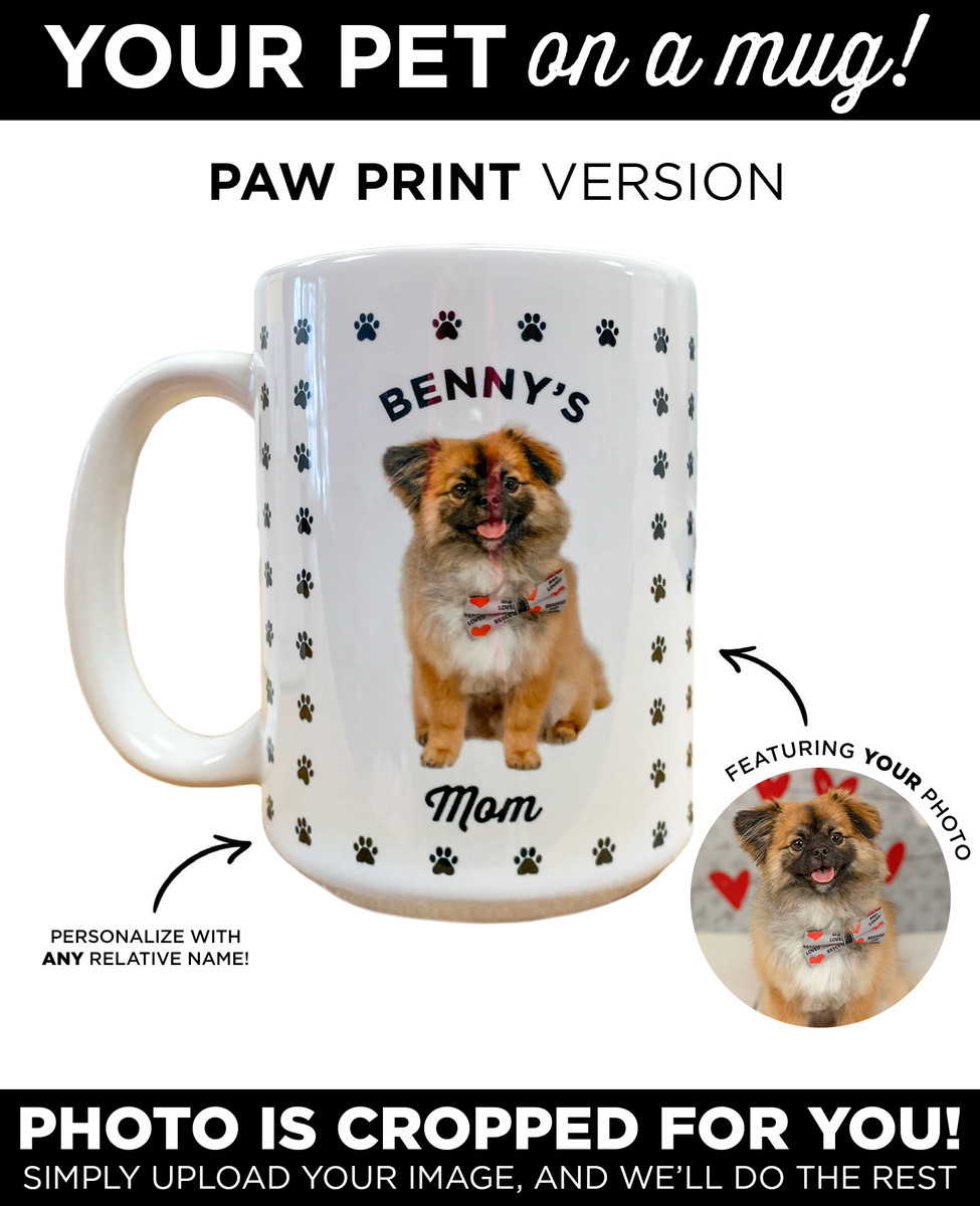 Personalized Pet Mug with Paw Print Design | Type League Press