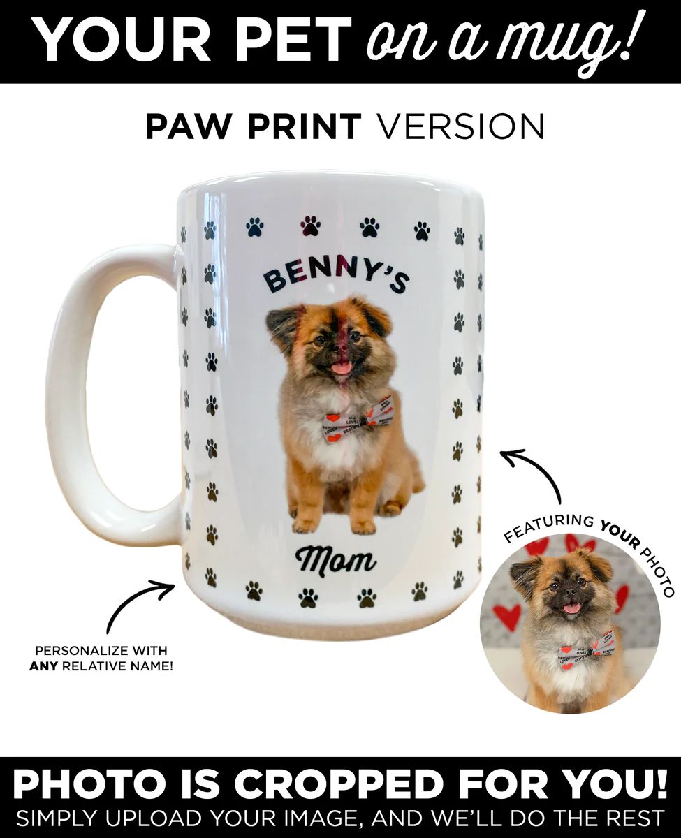 Personalized Pet Mug with Paw Print Design | Type League Press