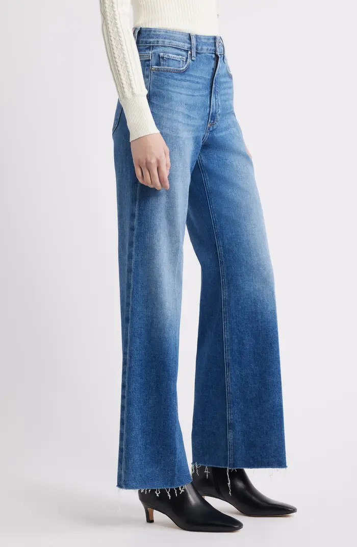 Anessa High Waist Raw Hem Wide Leg Jeans | Nordstrom