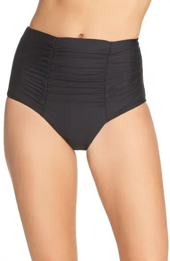 Women's Becca Color Code High Waist Bikini Bottoms, Size X-Large - Black | Nordstrom