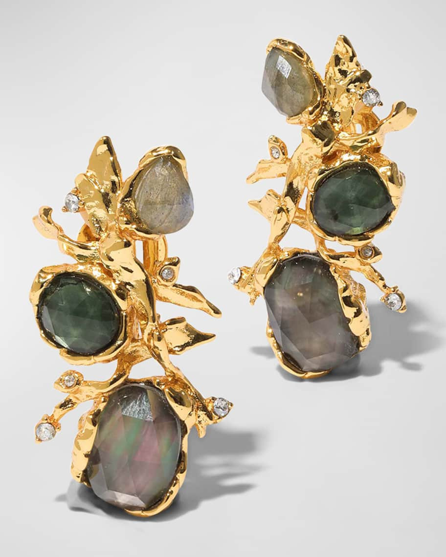 Alexis Bittar Brut Mother-of-Pearl and Quartz Cluster Earrings | Neiman Marcus
