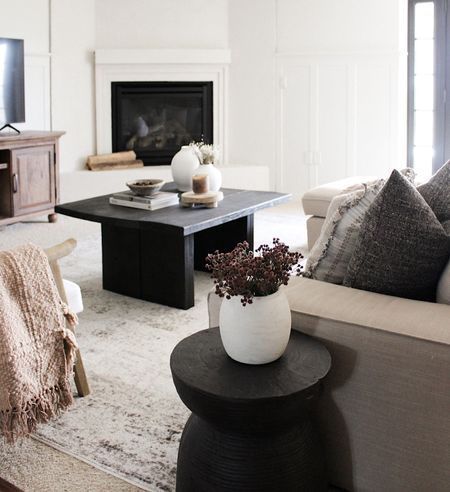 family room 

Home decor. Neutral rug. Beige rug. Accent chairs. Black side table. End table. Round end table. Black coffee table  

#LTKunder100 #LTKstyletip #LTKhome