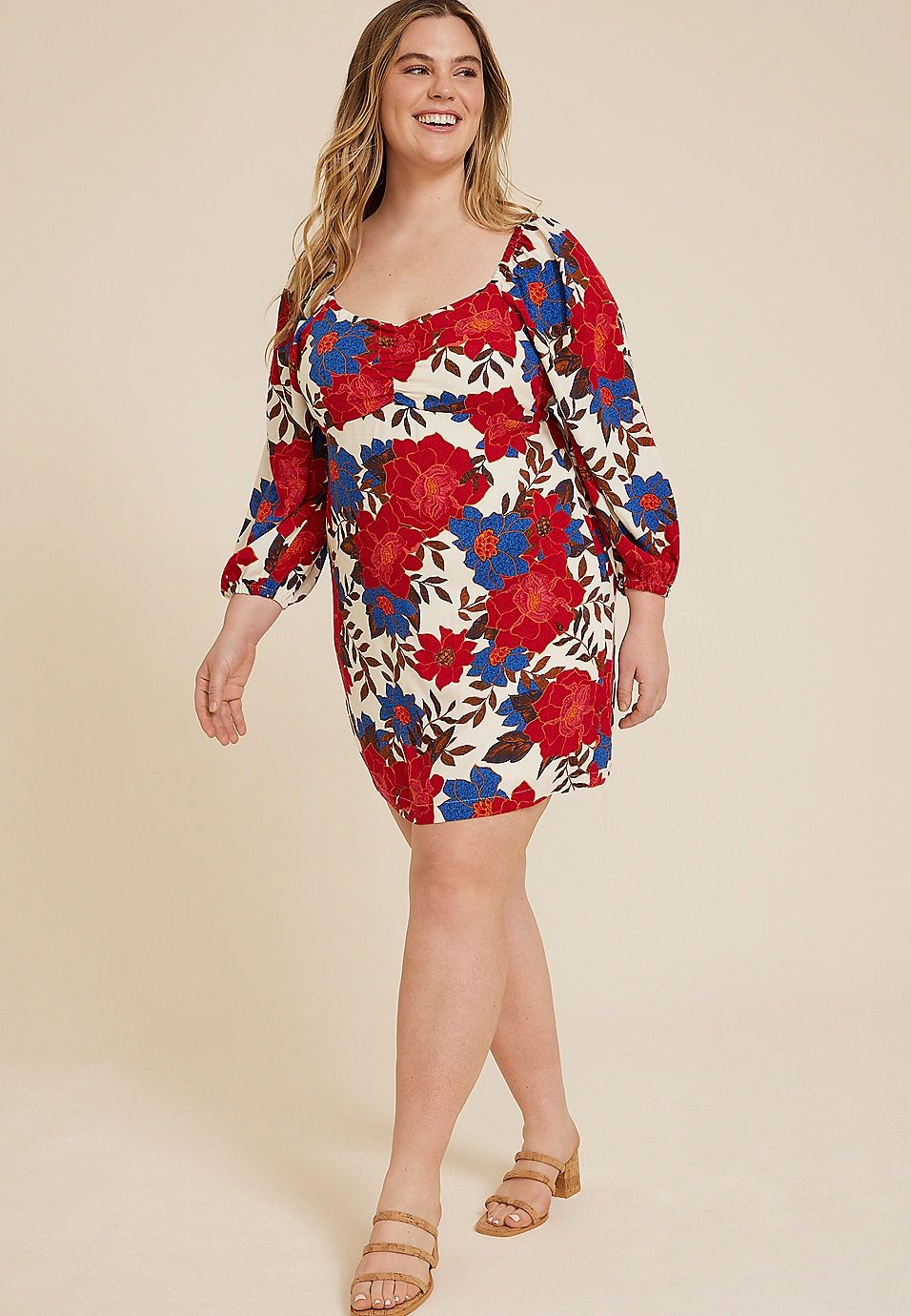 Plus Size Floral Sweetheart Babydoll Mini Dress | Maurices
