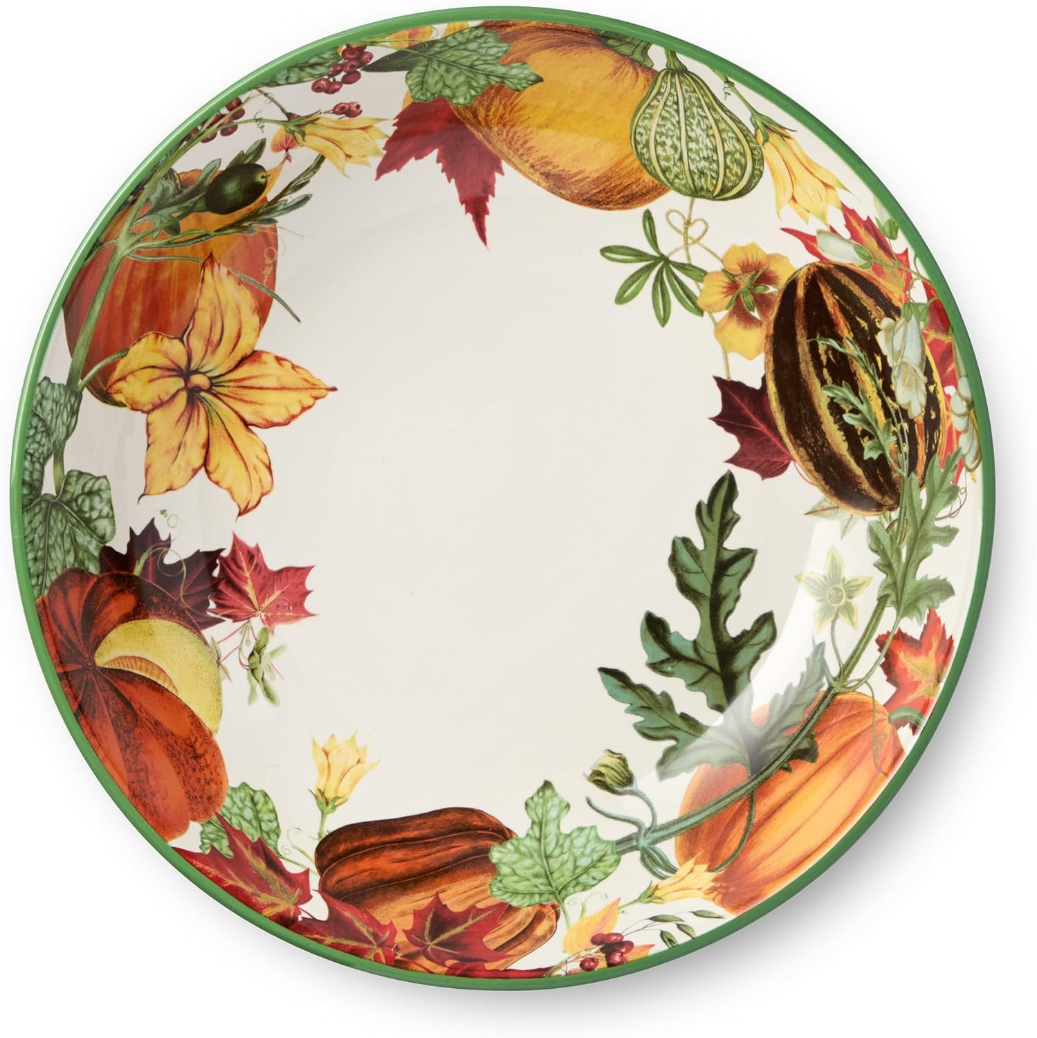 Harvest Fields 13” Ceramic Serving Bowl – Large Farmhouse Bowl with Autumn Pumpkin Design – Perfect for Salads, Pasta, Side Dishes & Holiday Entertaining – Microwave & Dishwasher Safe | Amazon (US)