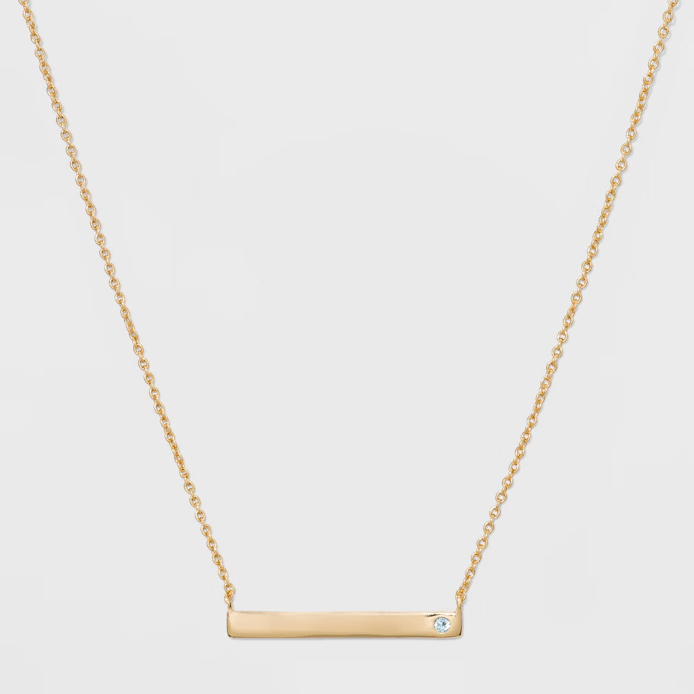 Silver Plated Turquoise Bar Necklace - A New Day Gold | Target