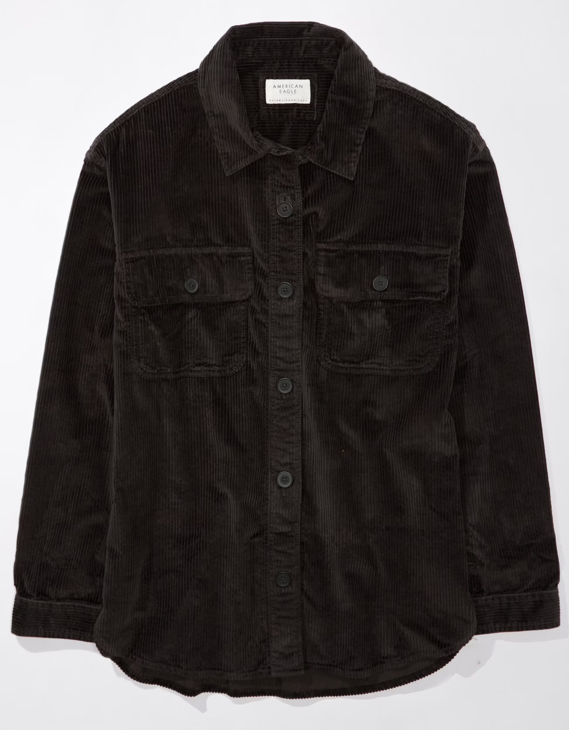 AE Dreamy Drape Oversized Corduroy Shirt | American Eagle Outfitters (US & CA)