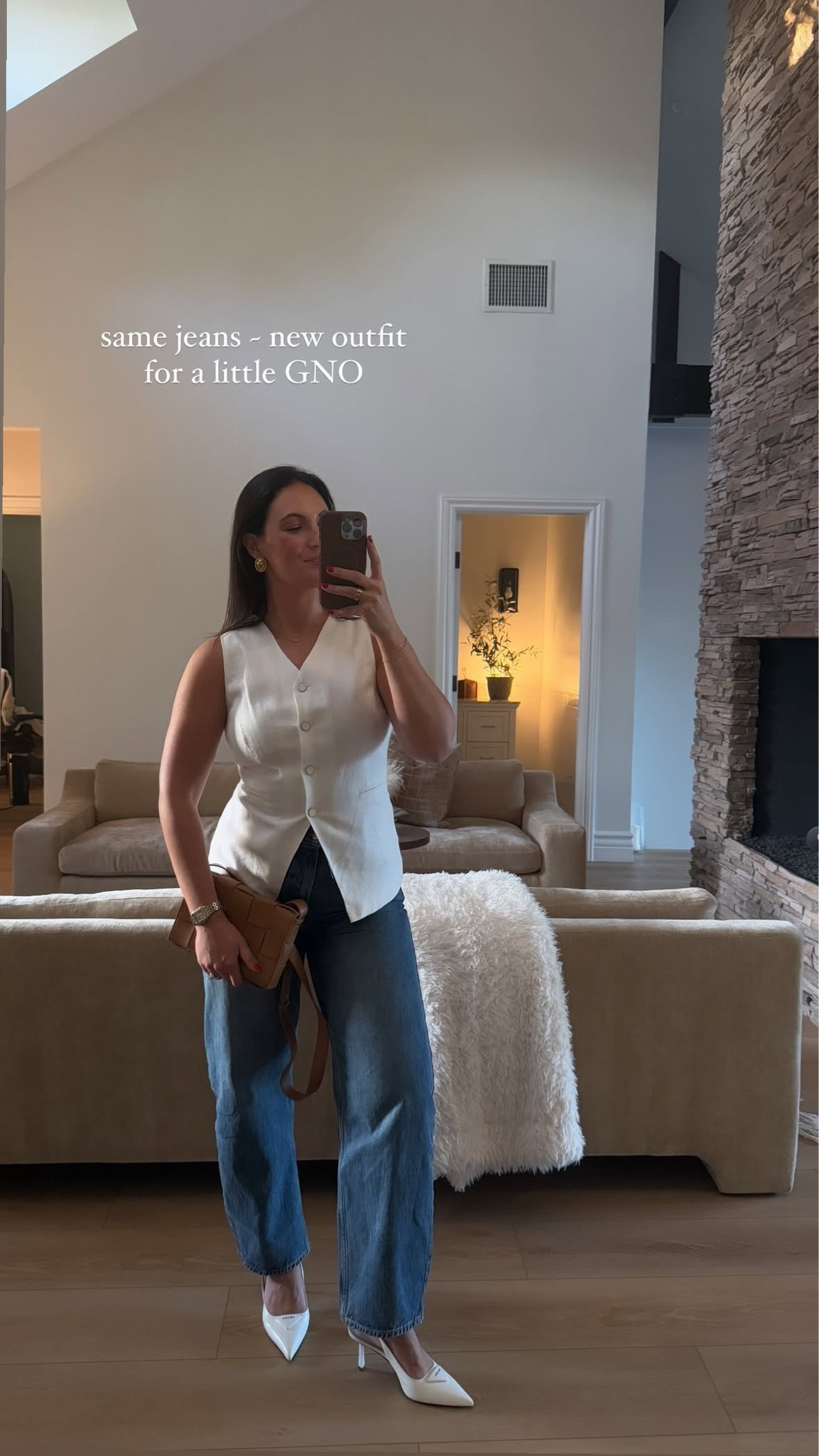 GNO look 🤍 barrel jeans | denim | vest top | ootd