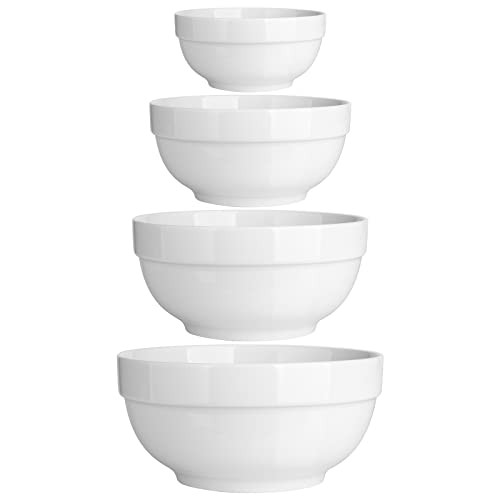 DOWAN 64/42/22/12 Ounce Serving Bowls for Christmas, Porcelain Mixing Bowls, White Ceramic Bowl S... | Amazon (US)