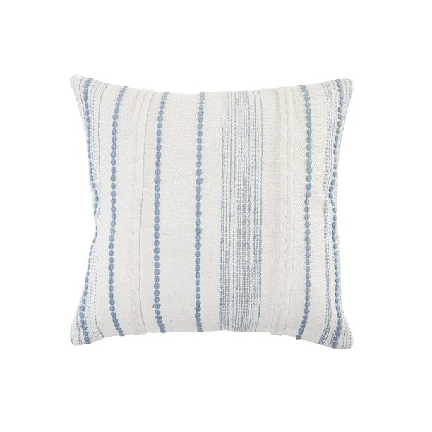20" White and Light Blue Striped Square Throw Pillow | Walmart (US)