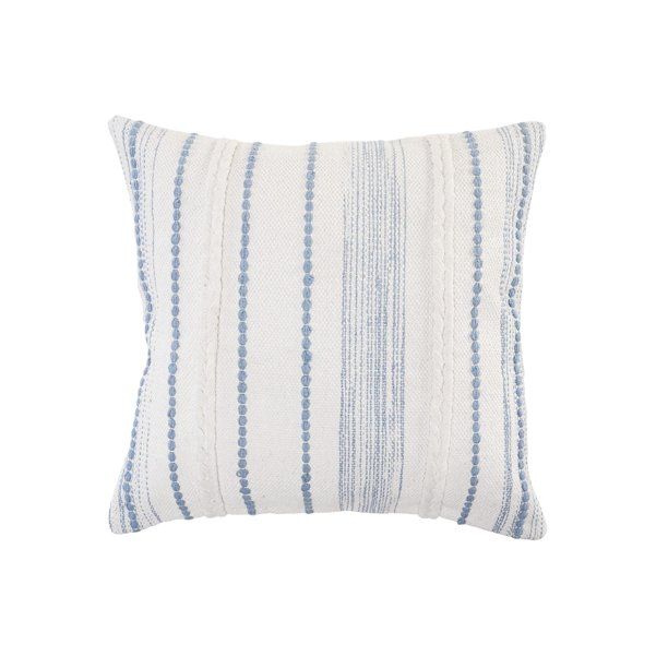 20" White and Light Blue Striped Square Throw Pillow | Walmart (US)