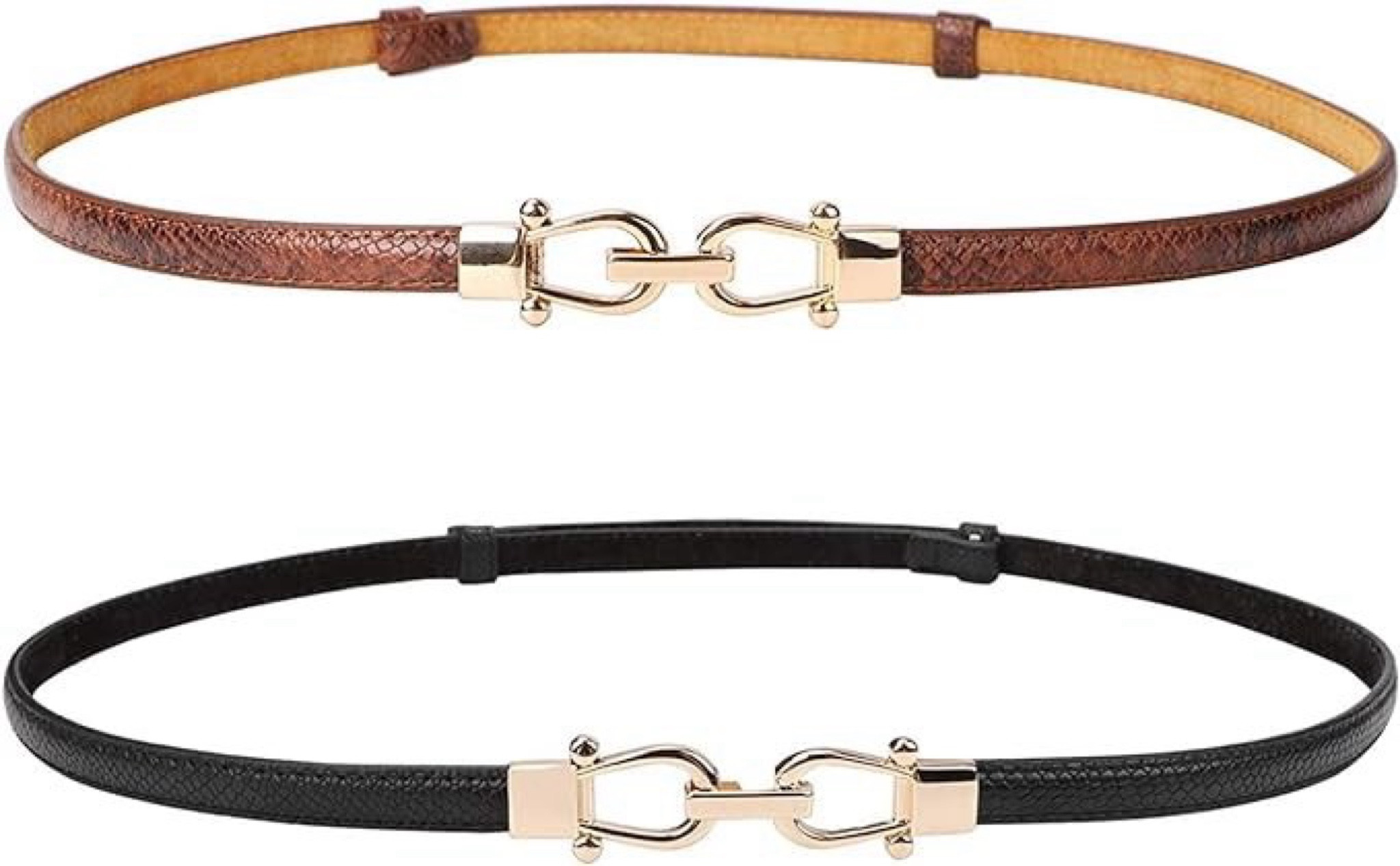 Affordable leather skinny belts.