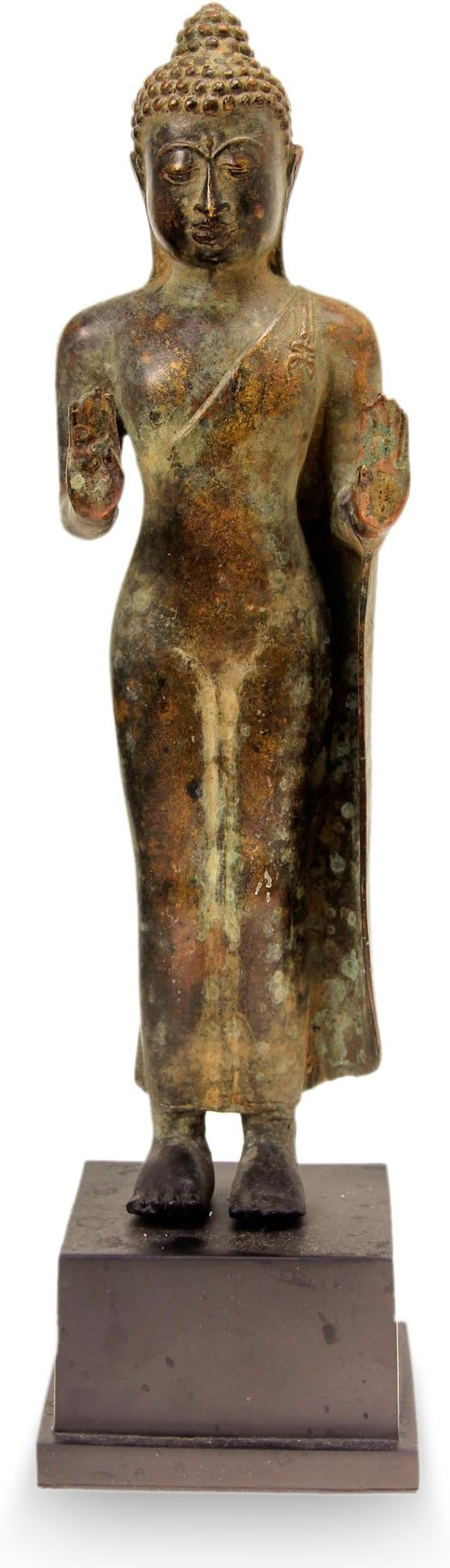NOVICA Artisan Crafted Antiqued Bronze Standing Buddha Sculpture from Indonesia 'Abhaya Mudra Bud... | Amazon (US)