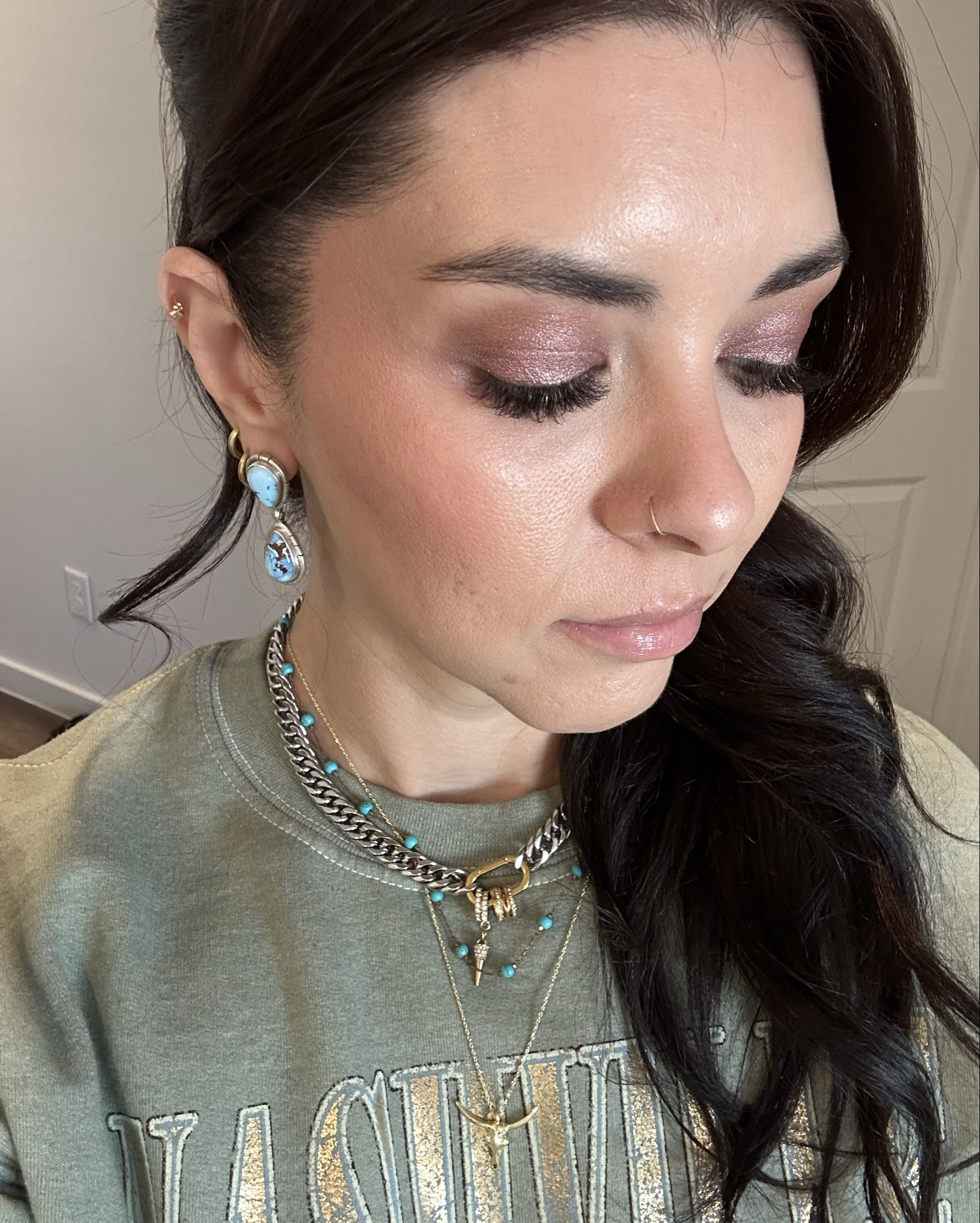 Day 2, proof of life. Most of what I’m wearing is under or from a jeweler in ABQ and j can’t link it. Linked the necklace and makeup. 

My obsession with Golden Hills Turquoise only intensifies when I see it. Where do you buy your turquoise ?

#LTKMidsize #LTKootd #LTKBeauty
