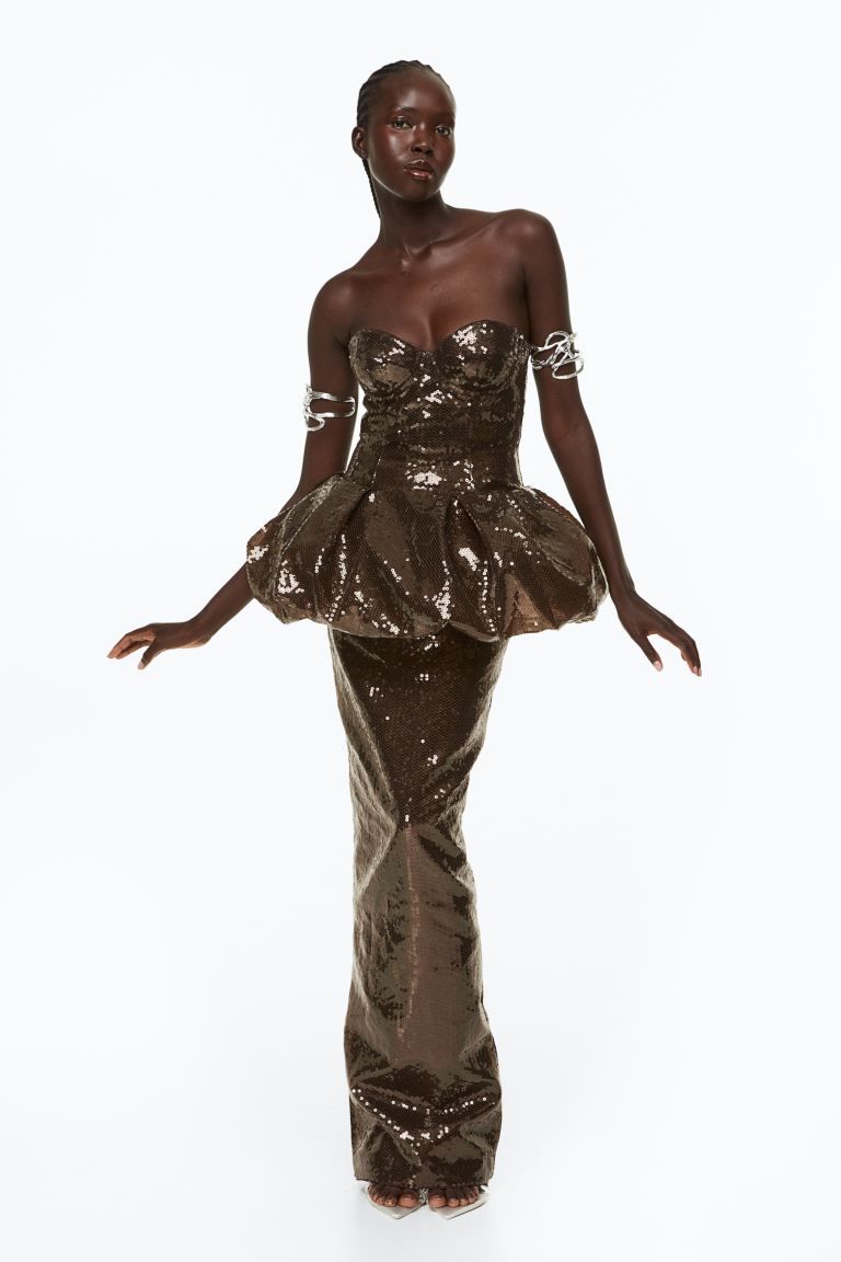 Voluminous Sequined Bandeau Dress | H&M (US + CA)