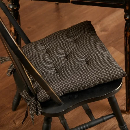 VHC Brands, Kettle Grove, Cotton, 15x15, Plaid, Chair Pad, Black | Walmart (US)