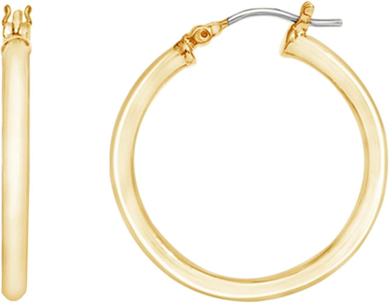 Amazon Essentials 14K Gold or Rhodium Plated Full Round Hoop Earrings | Amazon (US)