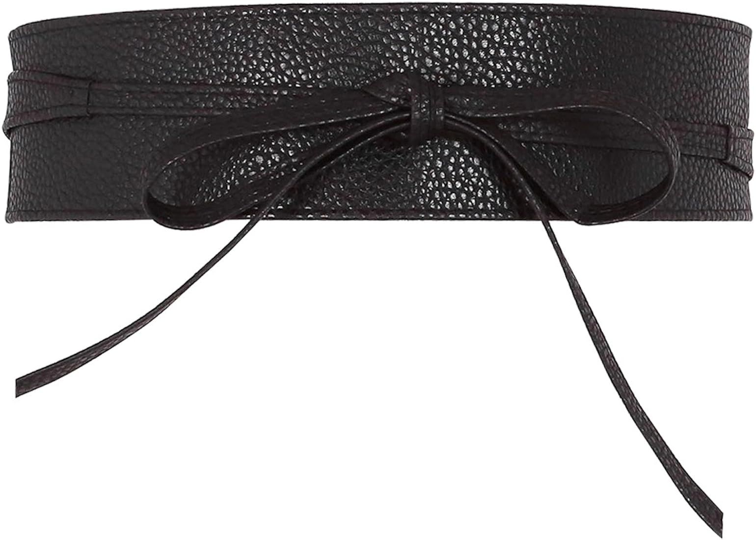 Ayliss Women Soft PU Leather Obi Belt Self Tie Wrap Cinch Belt Fashion Bowknot Waistband Wrap Bel... | Amazon (US)