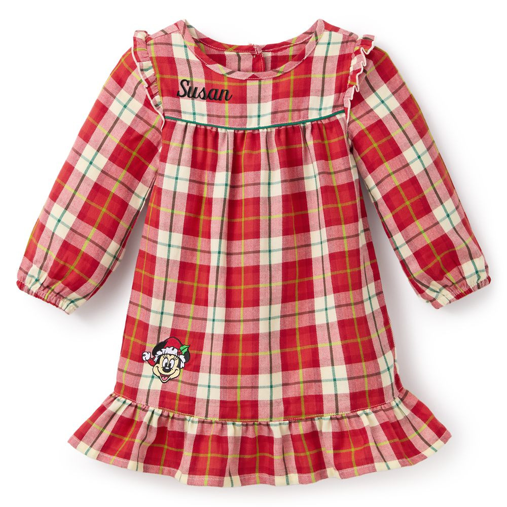 Santa Minnie Mouse Plaid Holiday Nightshirt for Girls – Personalized | Disney Store | Disney Store