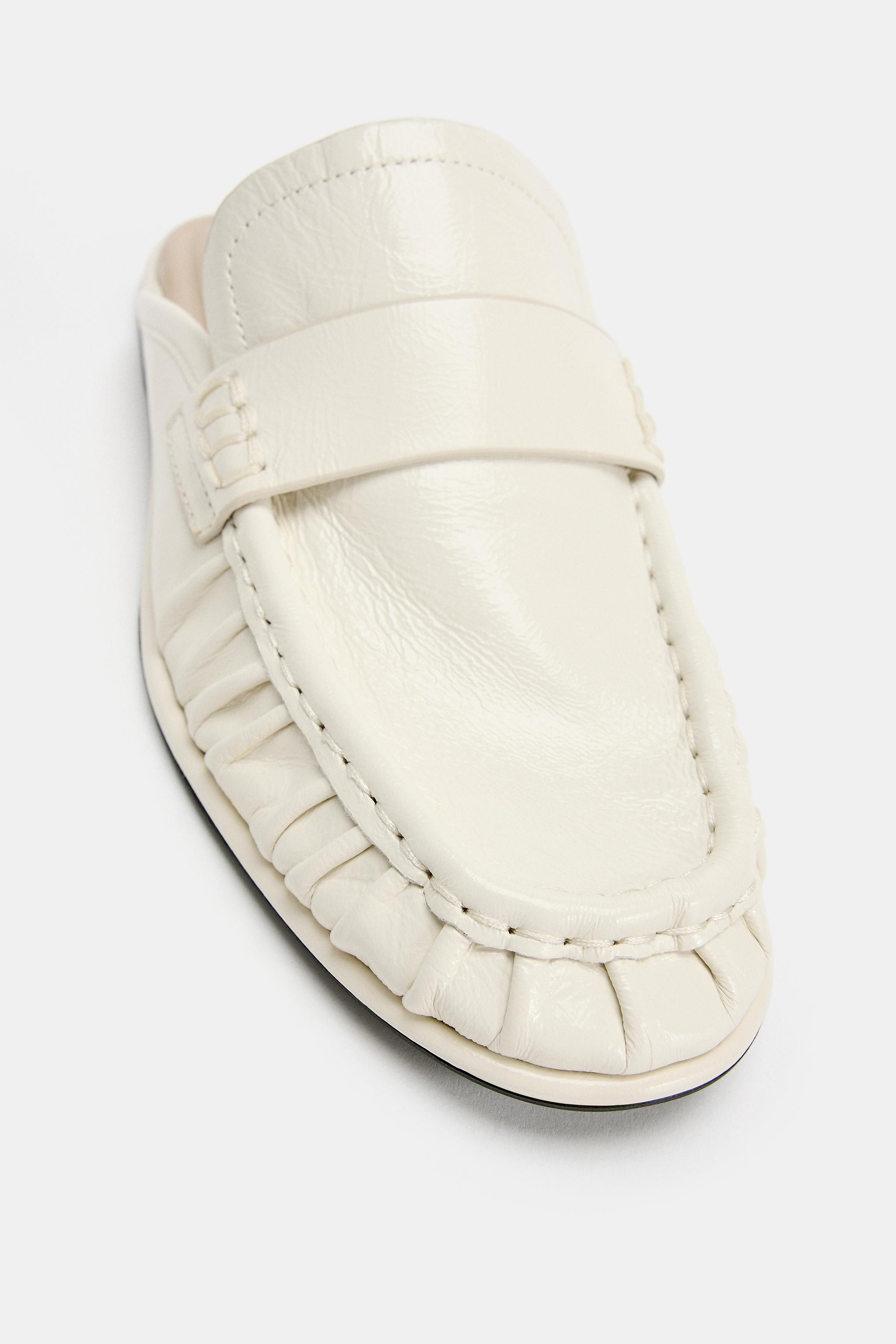Leather loafers in a mule silhouette. Featuring gathered detailing at the vamp and a rounded toe.... | Zara US