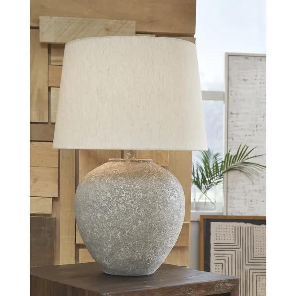 Signature Design by Ashley Dreward Distressed Gray Table Lamp - 17"W x 17"D x 25"H - Bed Bath & B... | Bed Bath & Beyond