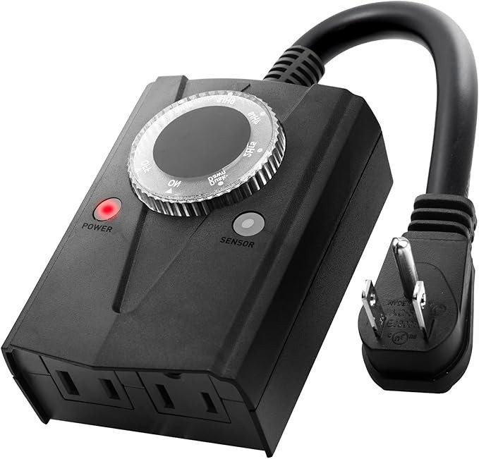 Brightown Outdoor Light Sensor Timer Waterproof, Mechanical Plug in Timer Switch, Outdoor Light T... | Amazon (US)