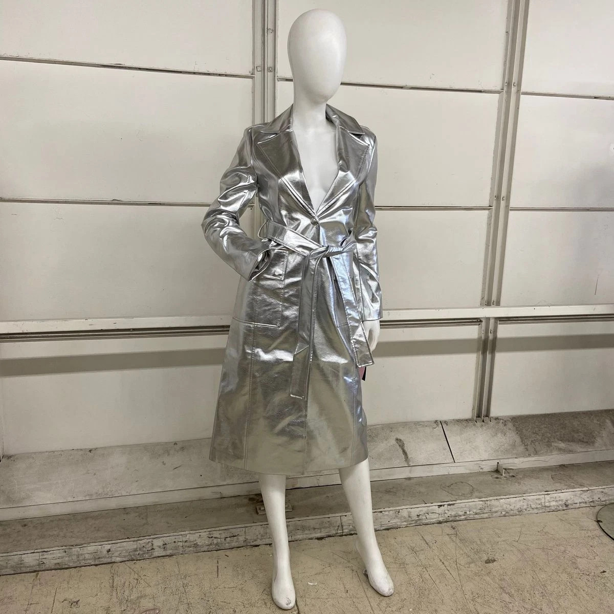 AVEC LES FILLES By Anthropologie Trench Coat Womens Size XXS Silver Faux Leather  | eBay | eBay US