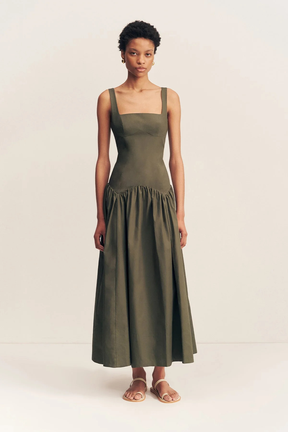 Maiori Square Neck Midi Dress | Army Green | Dresses | Shona Joy | Shona Joy