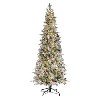 9 ft. Flocked Pre-Lit LED Lexington Artificial Christmas Tree | The Home Depot