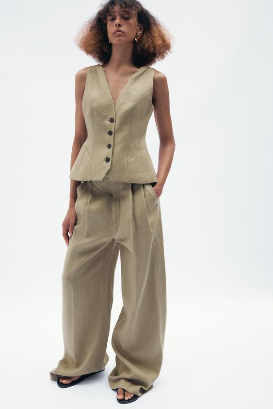 ZW COLLECTION LINEN BLEND WAISTCOAT | Zara AU