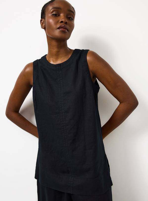 Buy Black Linen Blend Longline Sleeveless Shell Top 6 | Co-ords | Tu | Tu Clothing
