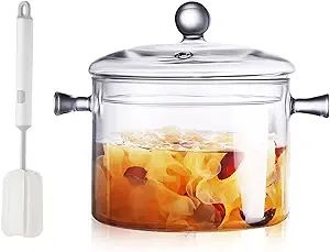 AEFPOYMXU Glass Pots for Cooking with Lids Saucepan with Cover Simmer Pot Heat-Resistant Glass St... | Amazon (US)