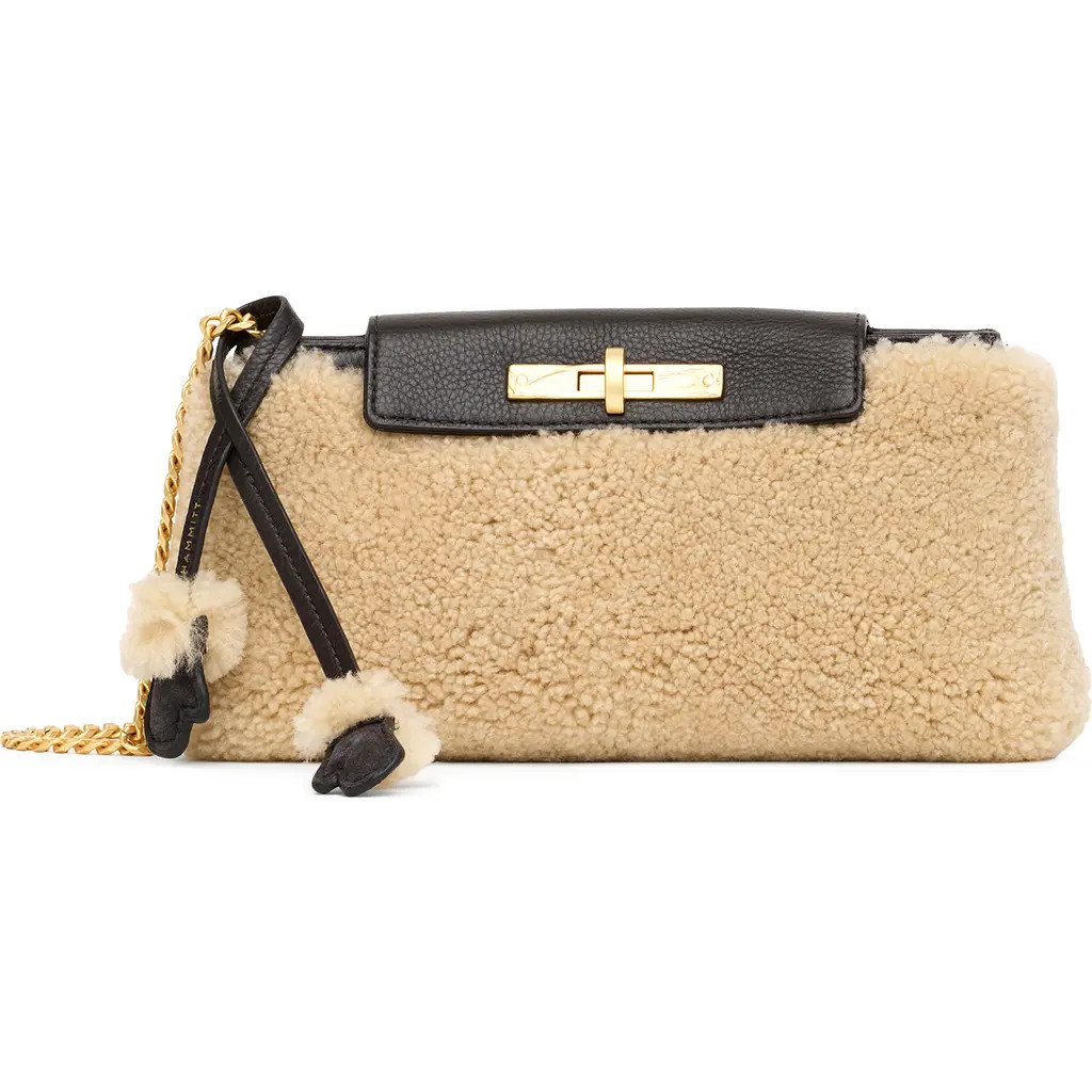 HAMMITT Small Genuine Shearling Crossbody Bag in Sundance Shearling/gold at Nordstrom | Nordstrom