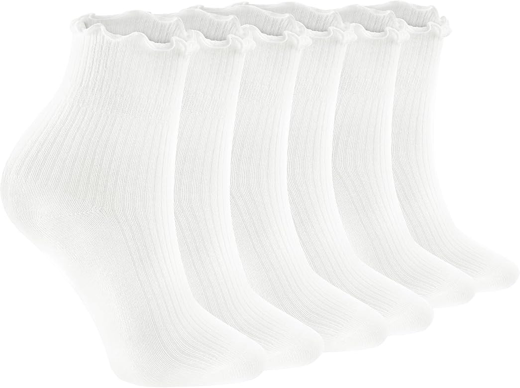 Ruffle Socks Women,Soft Frilly Socks for Women Girl Ankle Socks Lettuce Edge Socks Casual Knit Cr... | Amazon (US)
