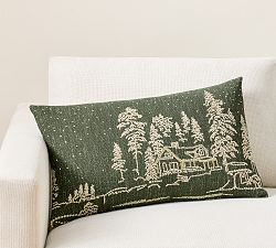 Holiday Lights Embroidered Lumbar Pillow Cover, 16" x 26" | Pottery Barn (US)