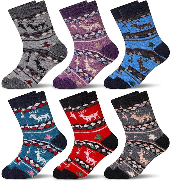 Eocom Kids Wool Socks For Boys Girls Warm Hiking Thermal Winter Cozy Soft Thick Toddlers Crew Boo... | Amazon (US)