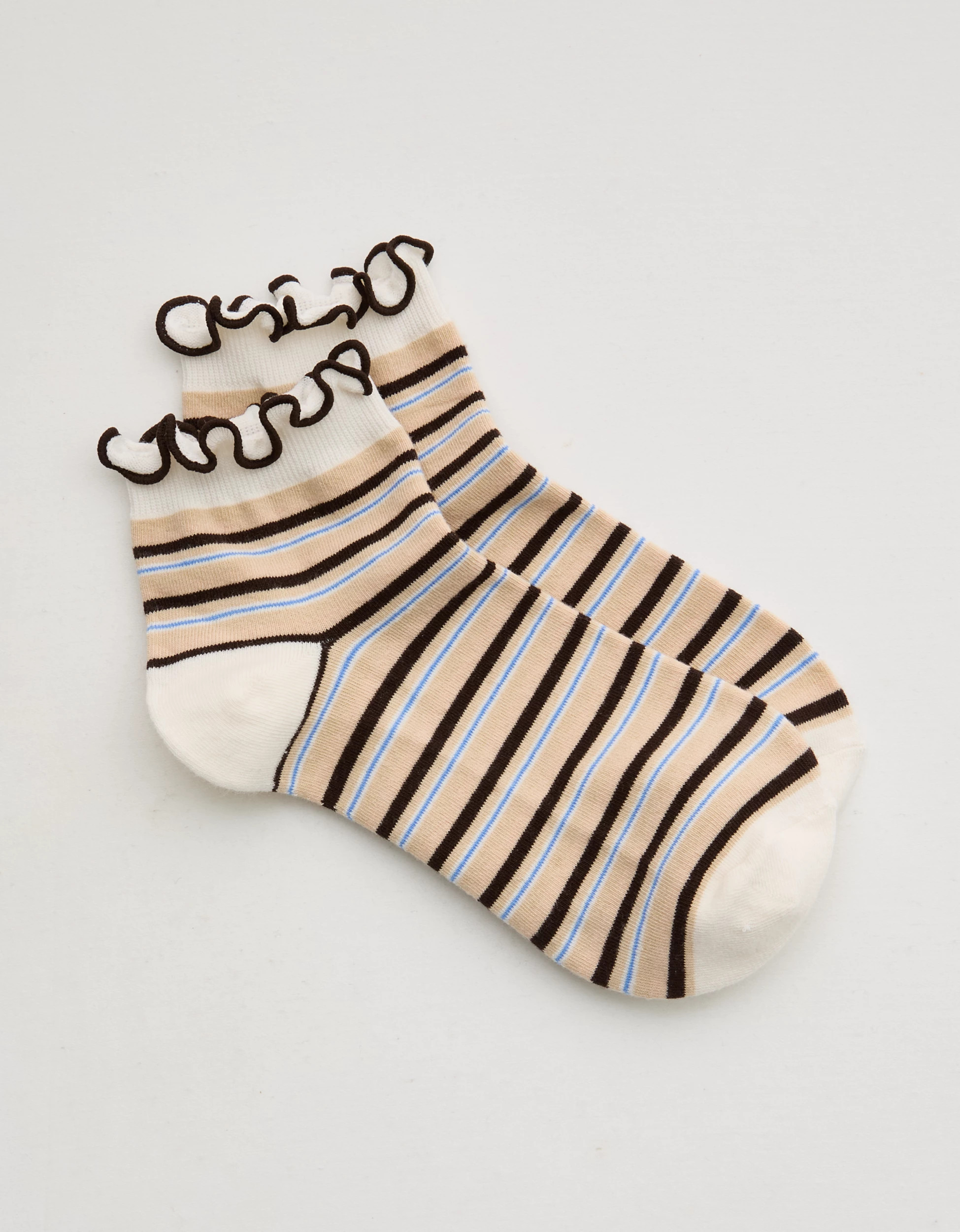 Aerie Scalloped Striped Cotton Quarter Socks | Aerie