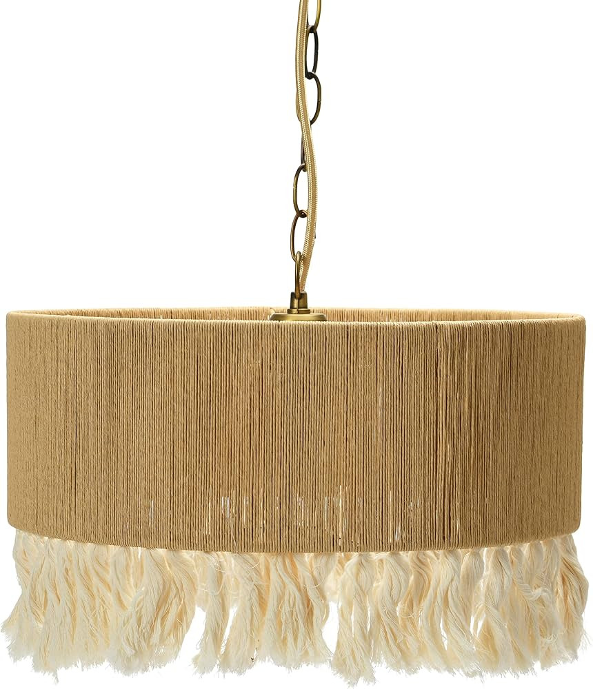 Creative Co-Op EC0906 Coastal Lamp with Natural Paper Rope Shade, Fringe Detail and Iron Base Pen... | Amazon (US)