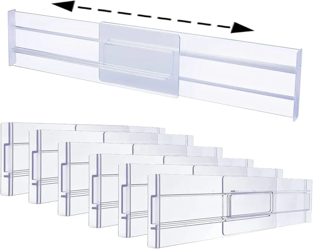 Yipaga Set Of 6 Drawer Dividers Organizers, Adjustable Kitchen Drawer Organizer, Clear Plastic Dr... | Amazon (US)
