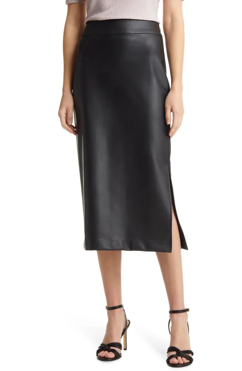 Faux Leather Midi SkirtHALOGEN® | Nordstrom