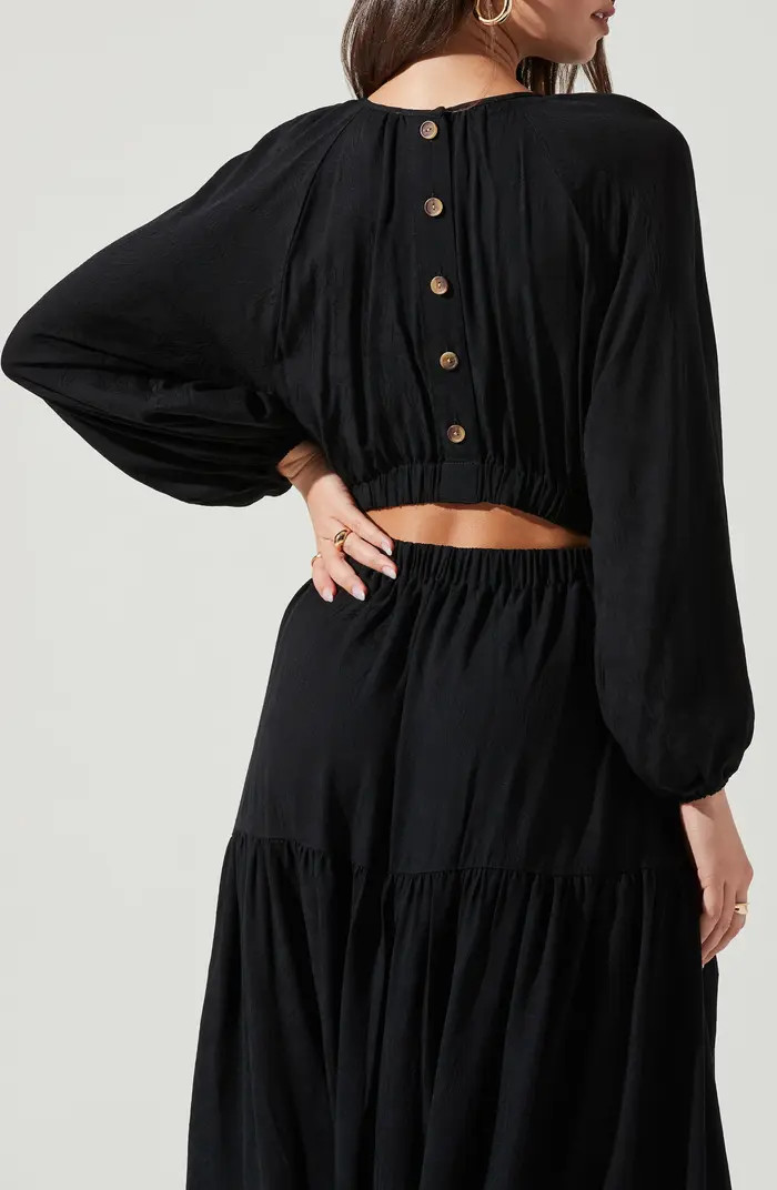 Cutout Long Sleeve Midi Dress | Nordstrom