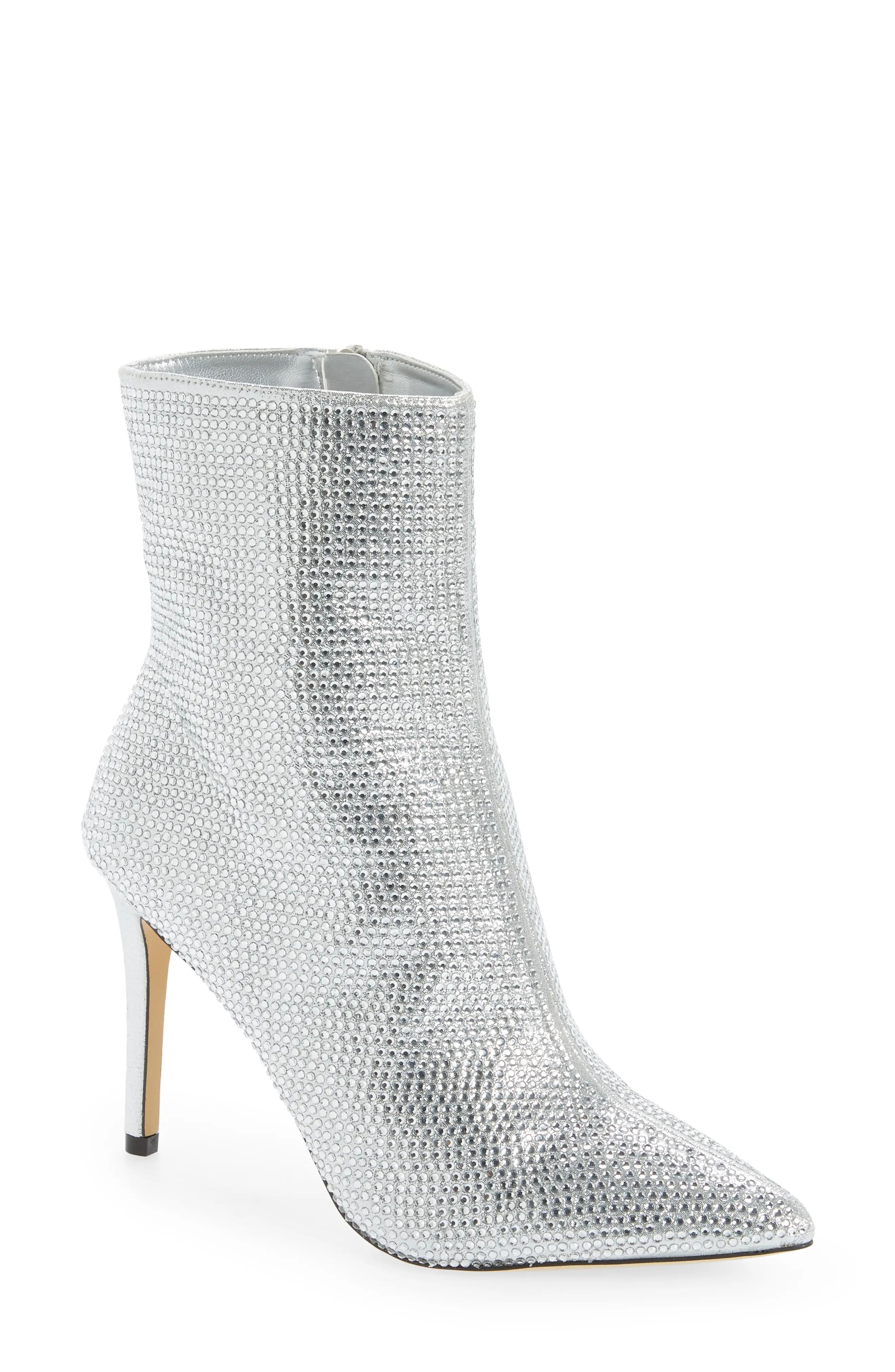 BP. Athenna Crystal Bootie, Size 12 in Silver Heat Seal at Nordstrom | Nordstrom