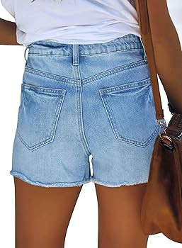 GRAPENT Women's High Waisted Ripped Stretchy Denim Hot Short Summer Jean Shorts | Amazon (US)