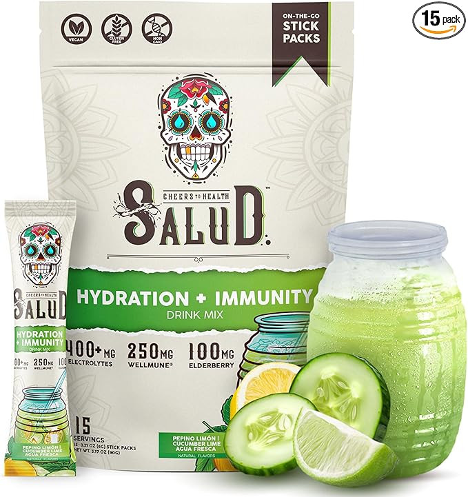 Salud 2-in-1 Hydration Packets + Immunity Electrolytes Powder, Cucumber Lime - Agua Fresca Drink ... | Amazon (US)
